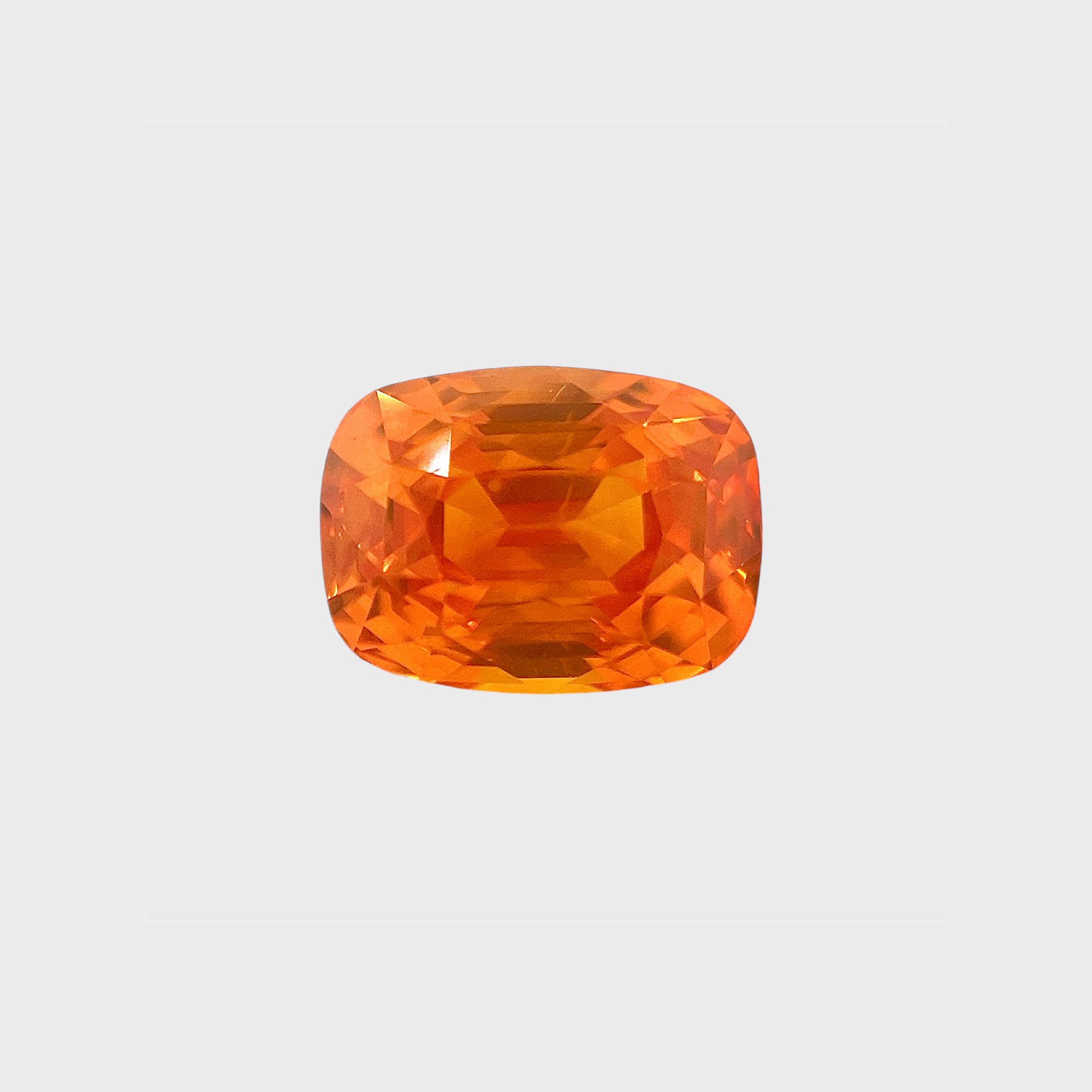 8.01Carat LOUPE CLEAN Natural Orange Sapphire Cushion Brilliant Luster 18k White Gold Pendant For her Anniversary | Heated Loose Stone
