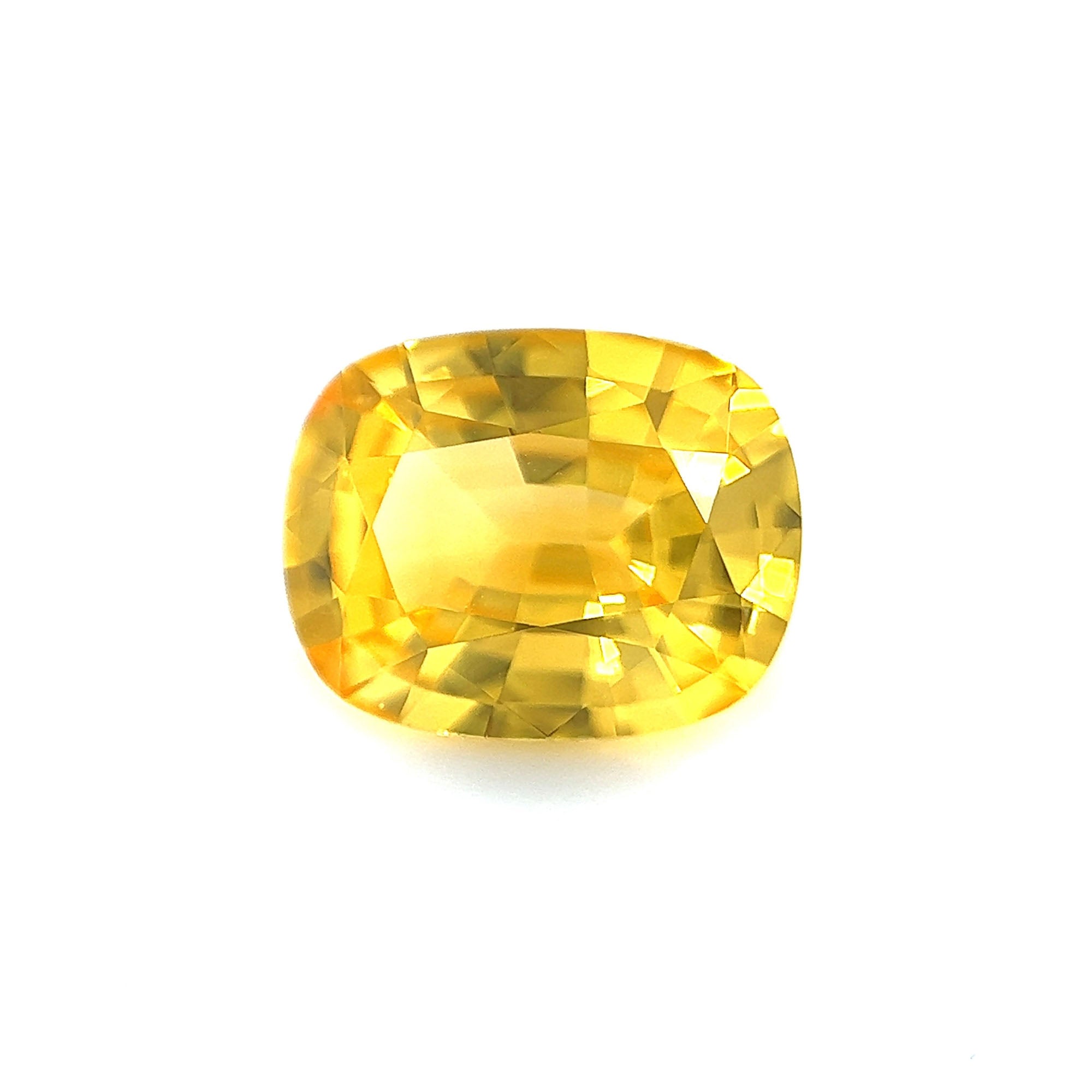 Loupe Clean 4.05Carat Natural Yellow Sapphire Golden Yellow Color Cushion Cut Excellent Cutting Brilliant Luster | Heated Loose Stone