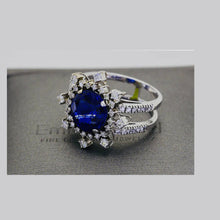 18K White Gold High Quality Round Cut Natural Royal Blue Sapphire Diamond Engagement Ring/ Blue Gem Engagement Ring/ Sapphire ring/ Rings