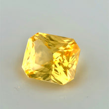 High-quality vivid yellow sapphire with sharp faceting and radiant cut shape