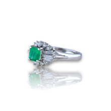 High Quality Platinum Ring with Emerald Gemstone & Diamond Studded CERTIFICATION PROVIDED/ Emerald Gem Engagement Ring/ Platinum ring/ Rings