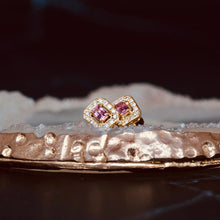 Padparadscha Sapphire King Sapphire Natural Diamond Exquisite Ultra Rare Earring Pair 18K Yellow Gold Hand Made | Gemstone Studded Earring