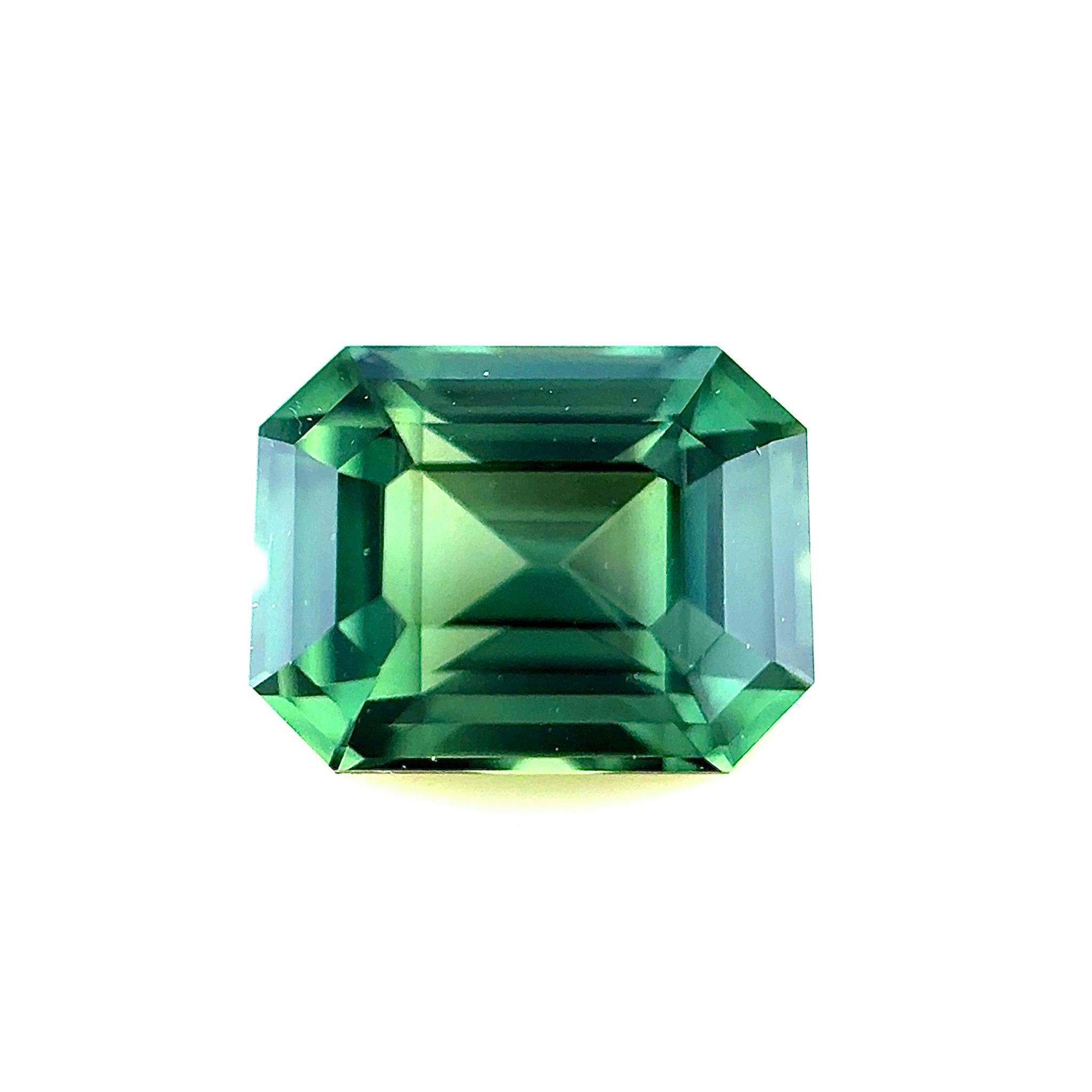 1.54Carat Natural Green Sapphire Gemstone Loupe Clean Emerald Cut Brilliant Luster for 14K White Gold Graduation Gift | Heated Loose Stone