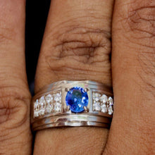 Natural Blue Sapphire Oval Cut High Quality Hand Made Solid Sterling Silver Gents Ring/ Personalized Mens Engagement Ring/ Rings