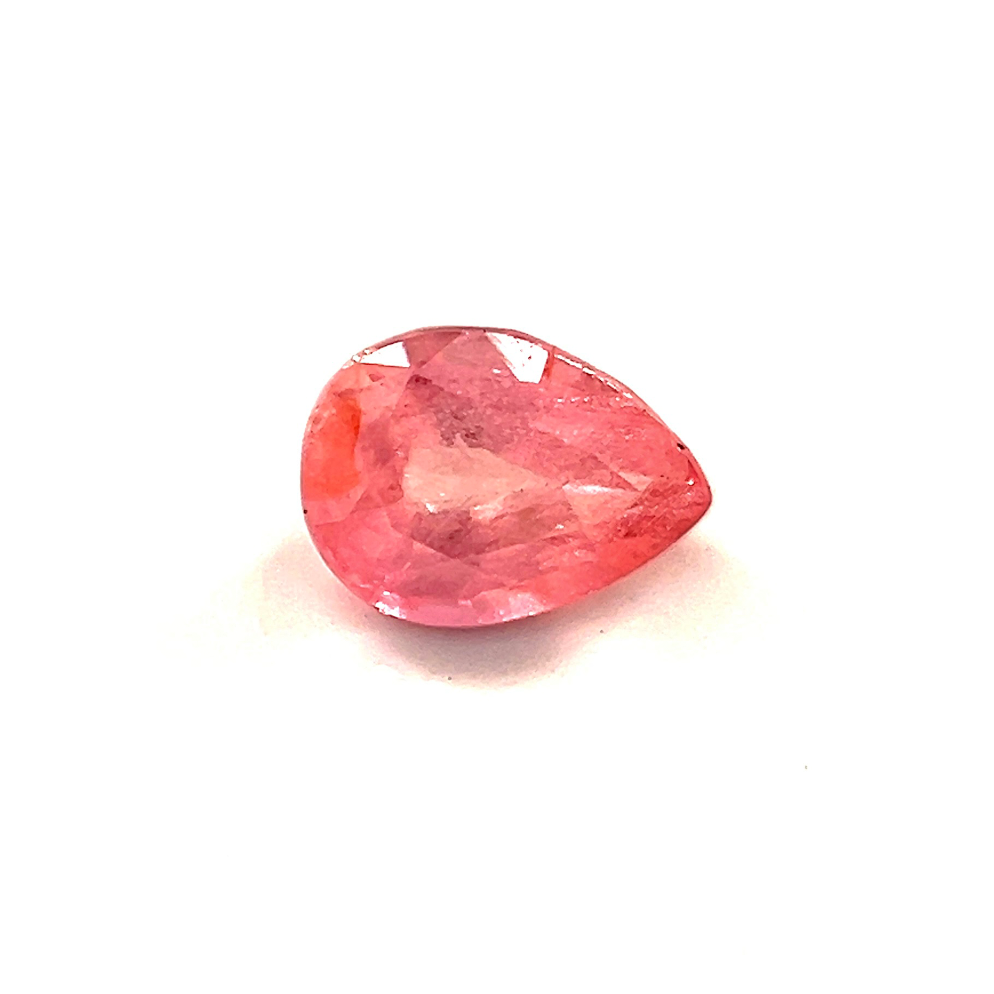 0.58Crts Natural Rare Padparadscha Sapphire Pear Cut Platinum, Diamond, Engagement/ Wedding Ring Birthday Gift for Her | Heated Loose Stone