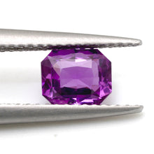  0.97 Carat Natural Purple Sapphire Gemstone Radiant Cut With Top Vivid Purple Color Brilliant Luster