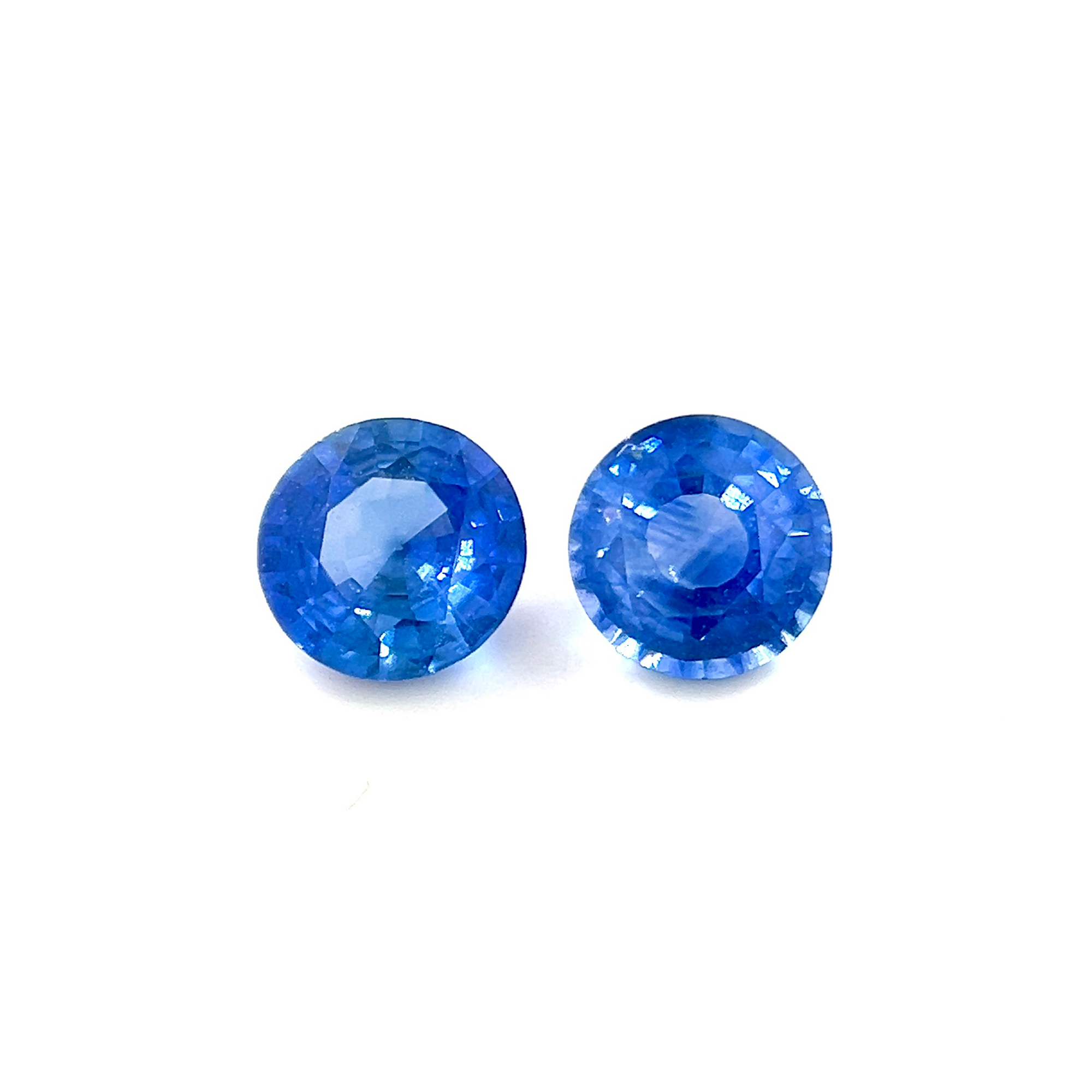 4.5mm 0.77Crt Calibrated Round Natural Blue Sapphire Gemstone Pair 18k Gold Diamond Earring for Occasions Excellent cut |Heated Loose Stone