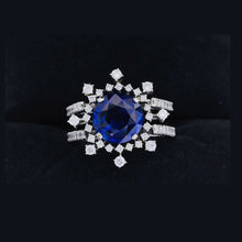 18K White Gold High Quality Round Cut Natural Royal Blue Sapphire Diamond Engagement Ring/ Blue Gem Engagement Ring/ Sapphire ring/ Rings