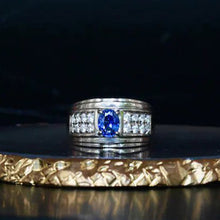 Natural Blue Sapphire Oval Cut High Quality Hand Made Solid Sterling Silver Gents Ring/ Personalized Mens Engagement Ring/ Rings