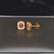 Padparadscha Sapphire King Sapphire Natural Diamond Exquisite Ultra Rare Earring Pair 18K Yellow Gold Hand Made | Gemstone Studded Earring