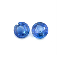 4mm Calibrated Round Cut Natural Blue Sapphire Gemstone Pair 18k White Gold Diamond Earring for Wedding Excellent cut | Heated Loose Stone