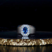 Natural Blue Sapphire Oval Cut High Quality Hand Made Solid Sterling Silver Gents Ring/ Personalized Mens Engagement Ring/ Rings