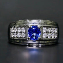Natural Blue Sapphire Oval Cut High Quality Hand Made Solid Sterling Silver Gents Ring/ Personalized Mens Engagement Ring/ Rings