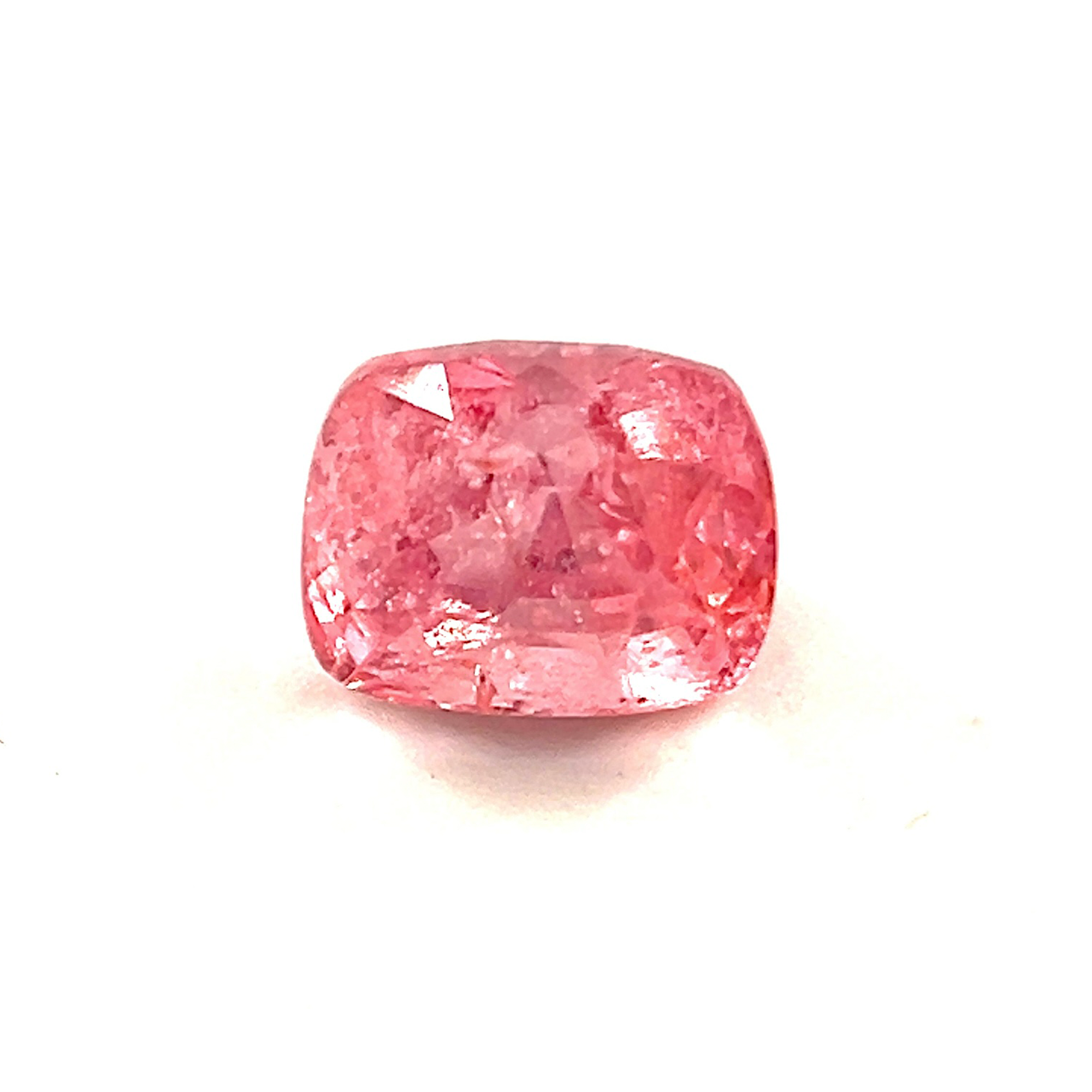 0.80Crts Natural Rare Padparadscha Sapphire Cushion 18K White Gold Diamond Engagement/ Wedding/ Birthday gift for her | Heated Loose Stone