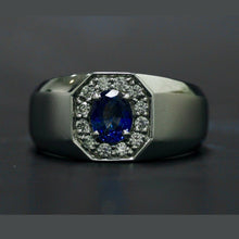 Natural Blue Sapphire Oval Cut High Quality Hand Made Solid Sterling Silver Gents Ring/ Personalized Mens Engagement Ring/ Rings