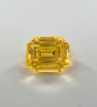 2.07 carat vivid yellow sapphire, emerald cut, untreated loupe clean gemstone with brilliant luster, natural Sri Lankan sapphire