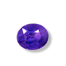 Eye clean purple sapphire showing vivid color and brilliance