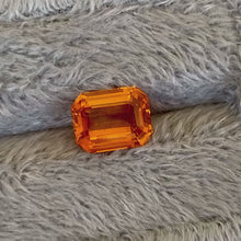 5.04Carat Natural LOUPE CLEAN Orange Sapphire Emerald Cut Brilliant Luster Platinum Jewelry for Engagement/ Gold Ring | Heated Loose Stone