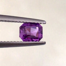  0.97 Carat Natural Purple Sapphire Gemstone Radiant Cut With Top Vivid Purple Color Brilliant Luster